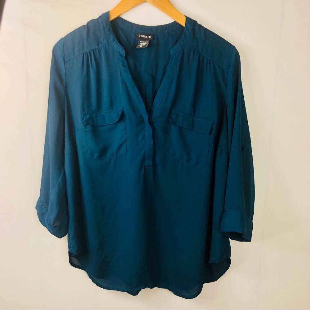 Lane Bryant Dark Turquoise Size 00 Blouse (k2